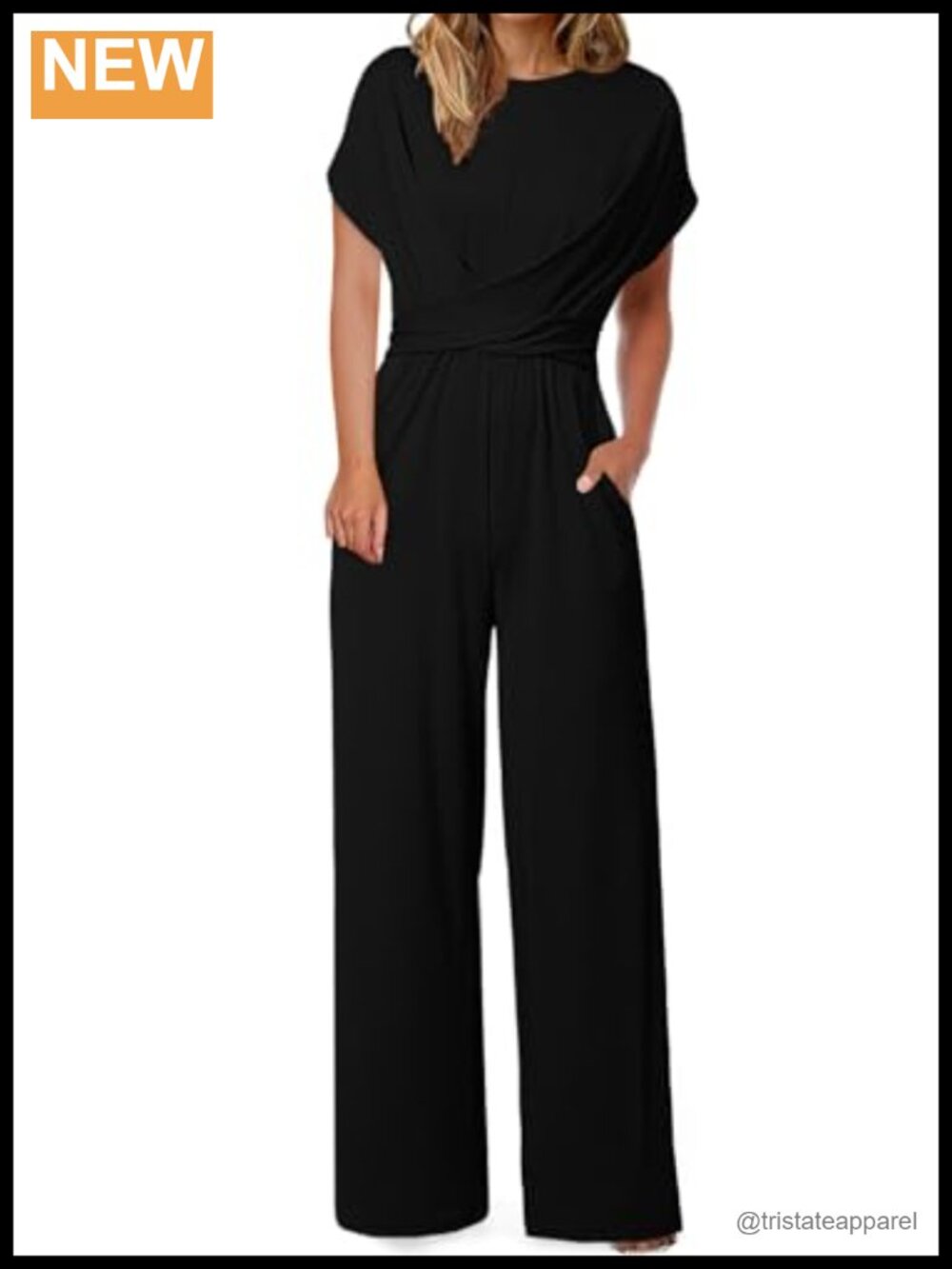 Women Short Sleeve Wide Leg Jumpsuit Crisscross Tie Waist Belted Romper